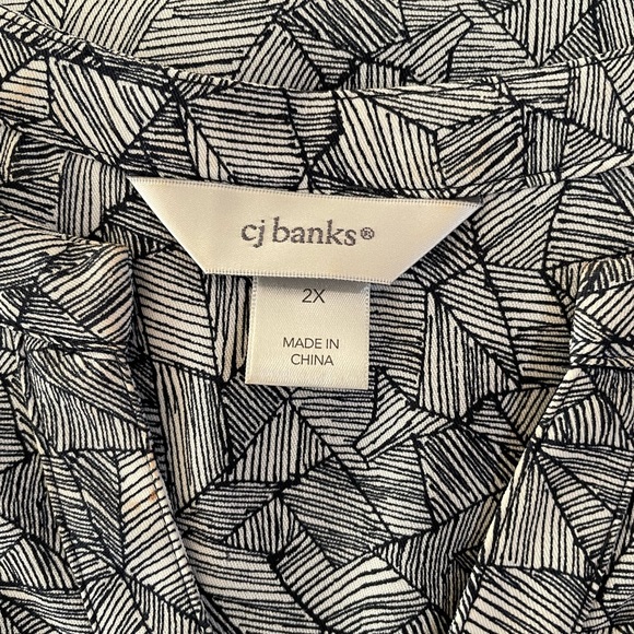 Women’s Blue White Pattern 3/4 Sleeve V-neck Blouse 2X - Picture 6 of 8